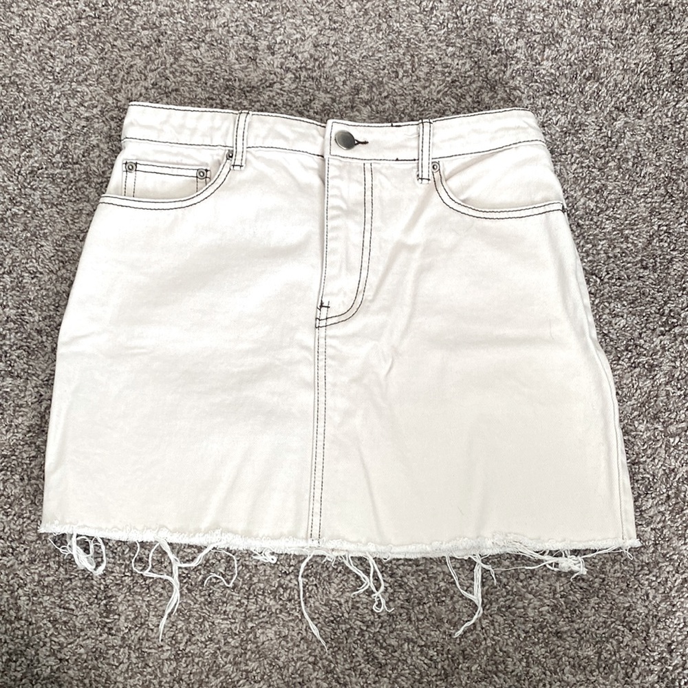 Forever 21 Mini Skirt - White with Dark brown stitching